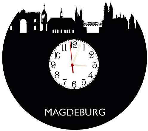 bigcopy e.K. Wanduhr Magdeburg Skyline mit Ziffernblatt , hochwertige Acrylglas Uhr mit lautlosem Quarzwerk, 3mm Stärke