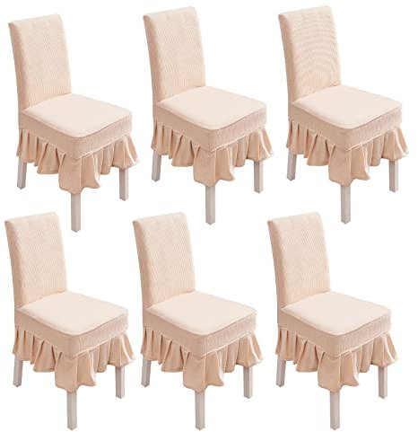 PETCUTE Coprisedia con Schienale Elasticizzato coprisedia Sala Pranzo Universale 6 Pezzi