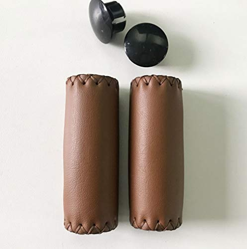 UPANBIKE Children Bike Grips Retro Synthetic Leather Scooter Grips Fit 22.2mm Handlebar End for Kids Mountain Bike Road Bicycle (One Pair)