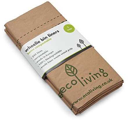Compostable Wheelie Bin Liners Wood Pulp (3 Pack) 240 Litres
