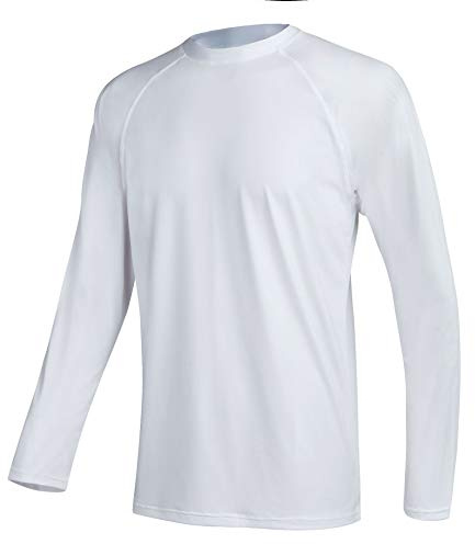 LBL Leading the Better Life Rashguards Homme Anti-UV UPF 50+ Séchage Rapide Coutures Plates pour Les Plein Air Blanc M