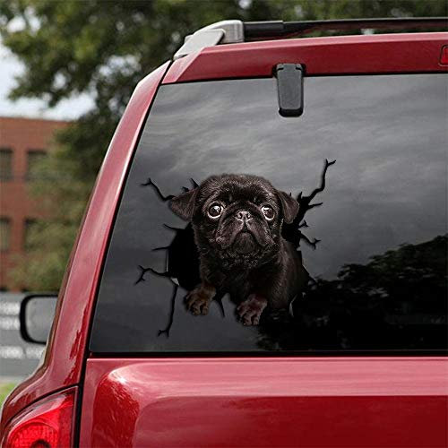 Ocean Gift Mops Auto Decals, Hund Autoaufkleber 2 Stück - Realistische Mops Aufkleber für Autofenster, Wände Serie 53 Größe 30,5 cm x 30,5 cm