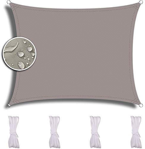ZQXFZ Toile Solaire Voile D'Ombrage Rectangulare 2X4m, pour Jardin Terrasse Camping, Durable, Une Protection des Rayons UV, Auvent Tissu ImperméAble à l'eau, Kaki