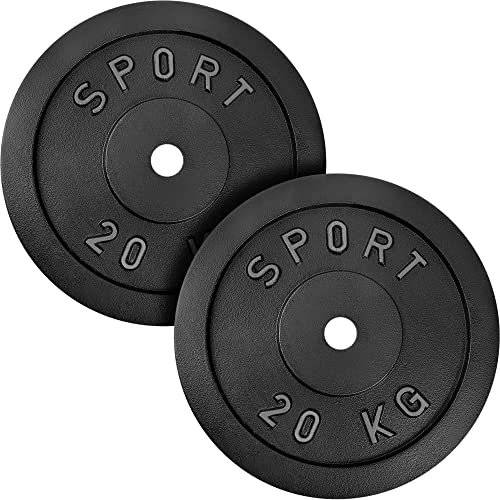 AtHaus® Hantelscheiben 2x 20Kg Set Gusseisen Hantel Gewichte 30/31 mm Ø Guss Scheiben Gusscheiben Hantelscheibe