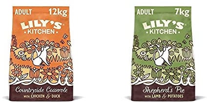 Lily's Kitchen Chicken & Duck Countryside Casserole Natural Grain Free Complete Adult Dry Dog Food (12 kg) & Lamb Shepherd's Pie - Grain Free Adult Dry Dog Food (7 kg)