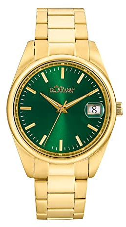 s.Oliver Armbanduhr Herren Quarzuhr Analog, mit Edelstahl Armband, Gold, 5 bar Wasserdicht, Kommt in Uhren Geschenk Box, 2033530