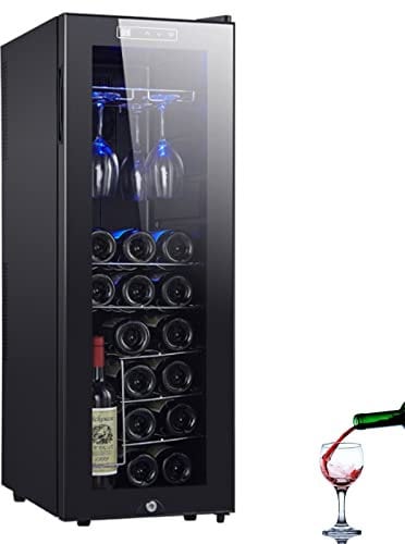 0℃ Outdoor Wine Cooler Fridge with Glass Door, Wine Cabinet with Touch Control Technology, Temperature Zones 11-18°C Touchscreen Wine Cooler, 90 Litres, Wine Refrigerator, 18/30 Bottles,style 2
