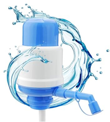 NK Universal Pompe Bouteille d´Eau - Distributeur d'eau Froide Manuel, Compatible pour Carafes et Bouteilles 2L 4L 6L10L 12L, Blanc/Bleu (2 Adaptateurs 3.8 & 4.8cm)