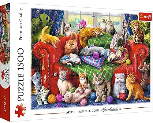 Puzzle 1500 - Katzen auf dem Sofa
