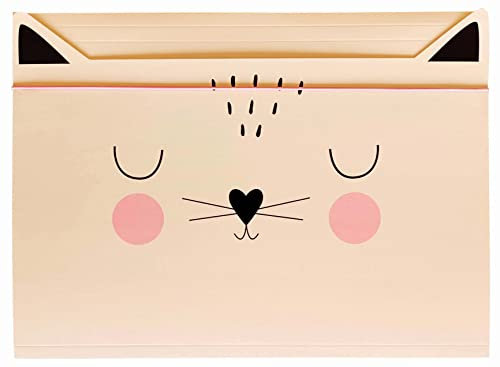 Interdruk A4 - Gummizug Zeichenmappe für Kinder - aus Starkem Karton - Soft-Touch - Innen und Außen Bedruckt - Form - Katze, 5902277329530, A4+