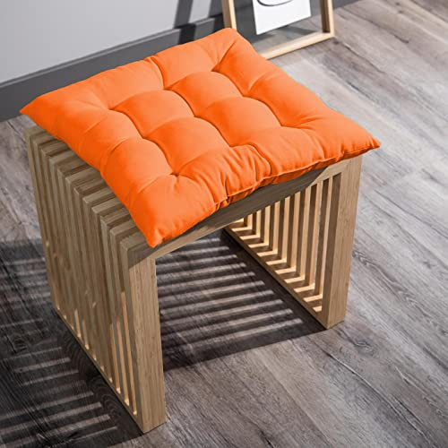 GREATOYAR Cojines para Silla y Asiento, Decoración de Asiento de Jardín Casa Terraza, Cojín Decorativo con Correas de Sujeción, 9 Pespuntes, Fabricado en España, 38 x 38 x 3.5 cm, Pack 4, Naranja