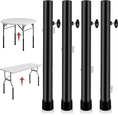 Laowu Tischbeinverlängerungen für Klapptische, Klapptischbeine Verlängerungen für gerade und gebogene Beine, robuster Stahl, 4 Ebenen, verstellbare Klapptischbeinerhöhungen, Erhöhung der Tischhöhe