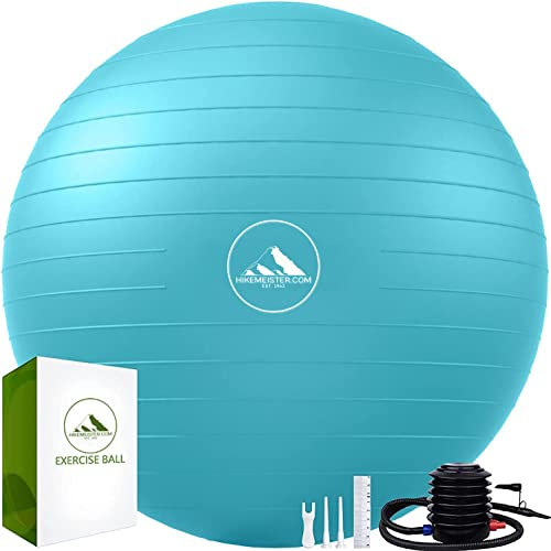 Hikemeister® Dicker Gymnastikball, Anti-Burst Pilates Ball, 45-75 cm sitzball büro,für Balance, Yoga als Fitness Kleingeräte und Balance Stuhl im Gym-Home-Büro (M - 48-55 cm, Türkis)