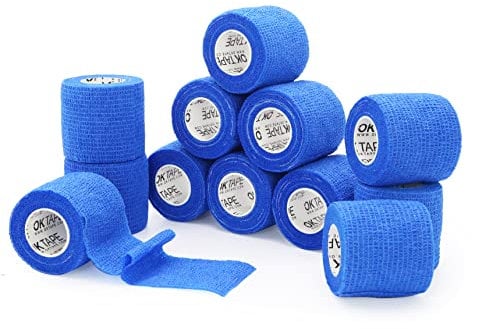 OK TAPE Self Adherent Cohesive Bandages Wrap 12 Rolls, 5cmX4.5m, Non-Woven Self Adhesive Athletic Sports wrap Tape,Blue