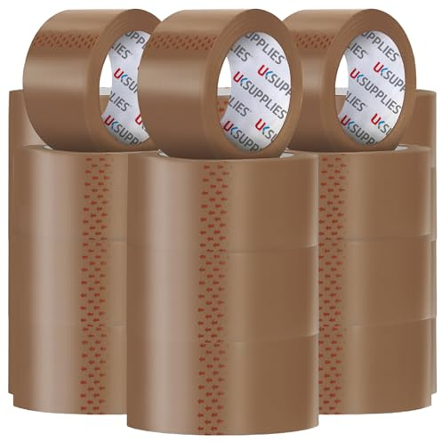 UK SUPPLIES LIMITED 24 Rolls LOW NOISE Premium Brown Packaging Tape (All Pack Sizes) 48MM X 66M Extra Strong Secure Sticky Adhesive Durable Parcel Sealing Tape for Packing Boxes & Moving Houses