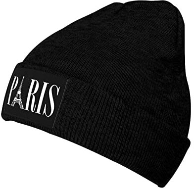 YINGD Strickmütze Paris Frankreich Eiffelturm Weiche Beanie Mütze Wintermütze Unisex für Herren Damen Schwarz, #794, One size