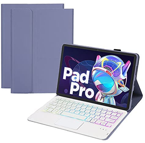 GUPENAA Tastatur Hülle für Lenovo Tab P11 (2nd Gen)/Plus 11.5 2023, Slim Lightweight Stand Cover mit Magnetisch Abnehmbarer Bluetooth Hintergrundbeleuchtung Tastatur,Lila