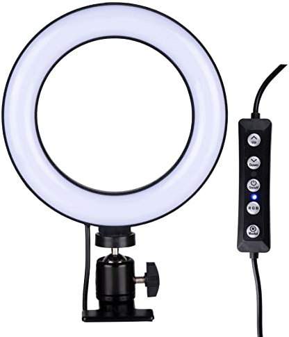 Grundig Ringlicht mit Clip - Selfie Light RGB und Weißlicht - ⌀16 cm - Flexibler Hals - 48 LEDs