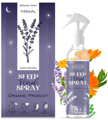 Sleep Pillow Spray, Entspannender Nebel für besseren Schlaf, Ätherische Öle aus Lavendel (entspannend), Aloe Vera (sauerstoffspendend) und Kamille (beruhigend), 200 ml