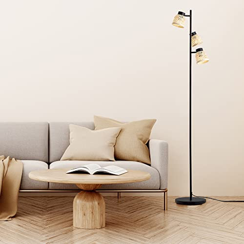 INSPIRE - Stehleuchte - NINON - 3 x E14 Max 28 W - H. 160 cm - Bambus Metall Schwarz - Stehlampe design