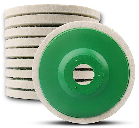 ATOPLEE 10 discos de pulido de 125 mm DIA para amoladora angular, disco de pulido de lana para accesorio de tampón de taladro (diámetro del agujero: 22 mm)