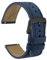 WOCCI 22mm Retro Leder Uhrenarmband für Herren und Damen, Ersatzarmband mit Schwarzer Schnalle (Blau)