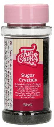 FunCakes Sugar Crystals -Schwarz-: Tortenstreusel, großartiger Geschmack, perfekt zum Dekorieren von Torten, Cupcake-Streuseln. 80 g.