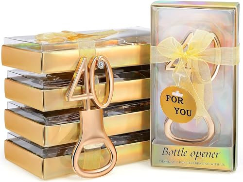 YLSZHYR 36 apribottiglie dorate per feste di compleanno, bomboniere per 40° anniversario, bomboniere per ospiti, apribottiglie di birra per feste di compleanno, regalo, souvenir (36P 40)