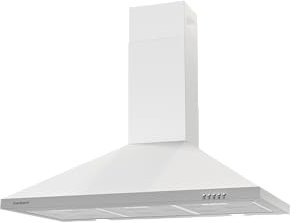 Corberó - Campana Decorativa Pirámide | KURAMATHI960W | 621,71 m3/h | 165W | 3 Velocidades | 2 X Filtro de Aluminio | Filtro Carbon | Eficiencia Energética A, Blanco, 90 cm