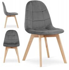 BDW - Chaise Rembourrée en Velours - Piquée - avec Pieds en Bois de Hêtre - avec Dossier et Assise Arrondis - pour Salle à Manger, Cuisine, Salon - Moderne - Gris - 4 pièces