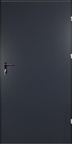 Stahl-Außentüren, Garagentür Mehrzwecktür Kellertür, Türen für Wirtschaftsräume (100-1090 x 2070 mm Rechts anthrazit RAL 7016)