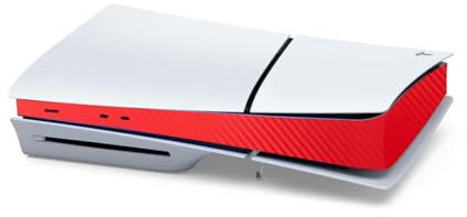 Schutzfolie für die Konsole für PS5 Slim, Skin Aufkleber für Playstation 5 Slim, Wrap Cover Vinyl Aufkleber Host Center Decals für PS5 Slim Spielkonsole (Kohlefaser, Rot)