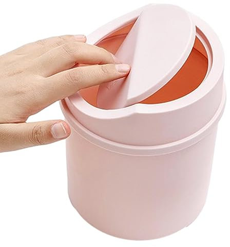 Papelera De Escritorio con Tapa Giratoria, Cubo De Basura Diminuto para Interior De Coche, Cocina, Dormitorio, Oficinas