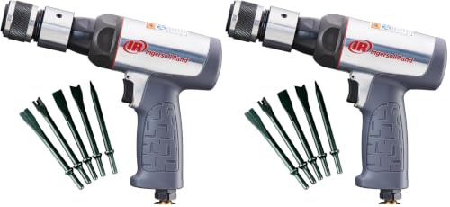Ingersoll Rand Air Hammer Kit 123MAXHK, Pneumatic Hammer with Short Hexagonal Barrel, Anti-Vibration Tool with Quick-Change Retainer, with 5 Chisels and Case (Pack of 2)