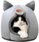 Katzenhöhle Katzenbett Waschbare Halbgeschlossen Katzenzelt Katzenkorb katzenhäuschen Betten zum Schlafen für Kleine bis Mittlere Größe Katze (LC-New-03,Grau)