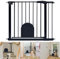 YRHome Türschutzgitter ohne Bohren Treppengitter Treppenschutzgitter für Kinder Baby Türgitter mit Schiebetor für Hunde & Katzen Auto-Close 180° Zweiwegeöffnung Baby Schutzgitter, 85-95 cm, Schwarz