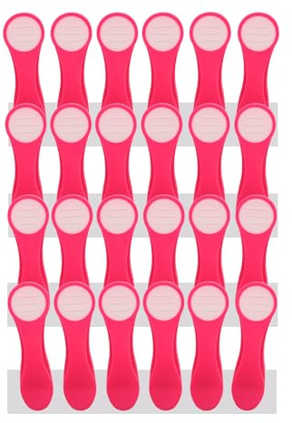 24 Wäscheklammern Wäscheclips mit Druckfedern aus Edelstahl und Soft Grip Softgrip Soft Touch Softtouch Pink Dunkelgrau