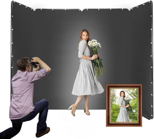 13.12ft * 7.87ft Portable Black Chromakey Photography Background Screen System, Suitable for Live Streaming Portrait Product Photo, Video, Stage Party Backdrop Layout