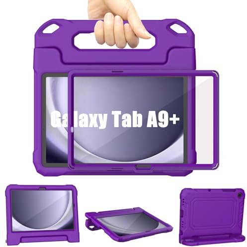 Funda Tablet Samsung Galaxy Tab A9+ Plus Niños 11 Pulgadas 2023 (SM-X210/X216/X218), TrendGate Ligera a Prueba de Golpes Funda Tablet con Pantalla Incorporada y Soporte para Asa, Púrpura
