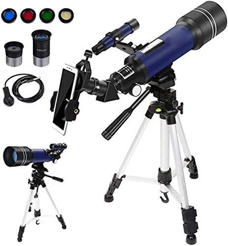 Spacmirrors Teleskope für die Astronomie, 70 mm HD-Refraktor-Teleskope mit verstellbarem Stativ, Fotoverschluss, 4 Mondfilter für Teleskope für Erwachsene und Kinder, für drinnen/draußen