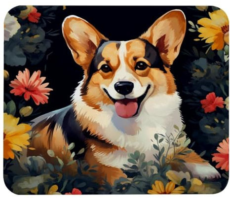 VAPOKF Tapis de souris de jeu, tapis de souris à motif de chien corgi à l'aquarelle pour bureau, maison, bureau, base en caoutchouc antidérapant, tapis de souris pour ordinateur portable