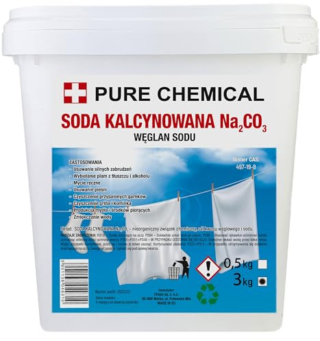 CHOSA Soda Kalziniert Natriumcarbonat 3kg | Soda Ash, pH Regler, Wasserenthärter & Industrielles Reinigungsmittel für Glas, Textil, Wasserbehandlung