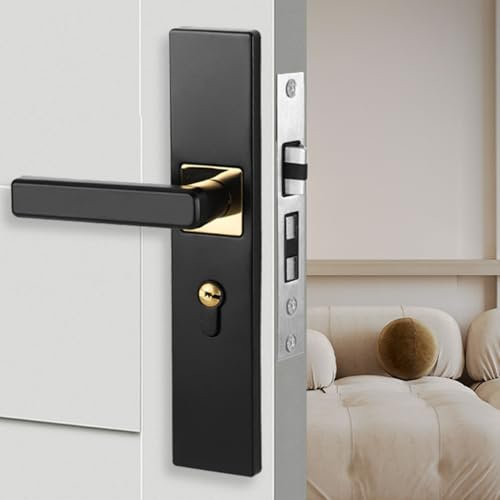HOHOVYVY Door Lock with Key to for Unlock The Interior Door Made of Aluminium Alloy for The Silent House (Black + Silver)