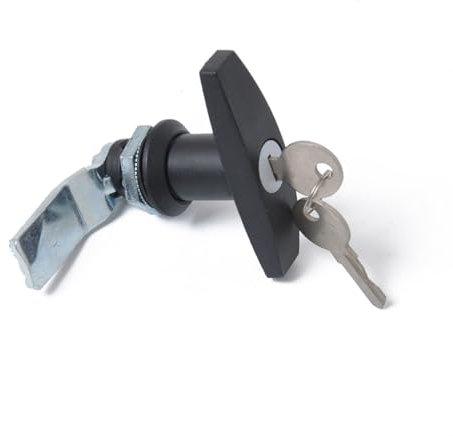 Verrou de porte en T en alliage de zinc noir chromé pour caravane, remorque, boîte à outils, serrure de porte de garage (noir)