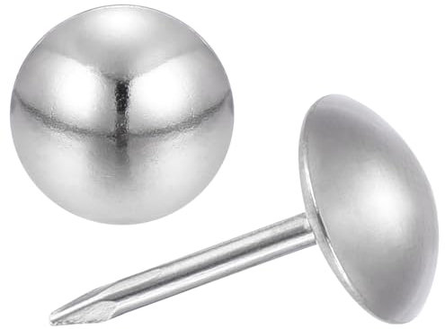 sourcing map Upholstery Tacks Nail Pins Furniture, 36Pcs 9.5x17mm Thumb Tack Pins Assortment Kit Carbon steel for Home Sofa DIY Decorative Nail Heads Nails, Silver tone