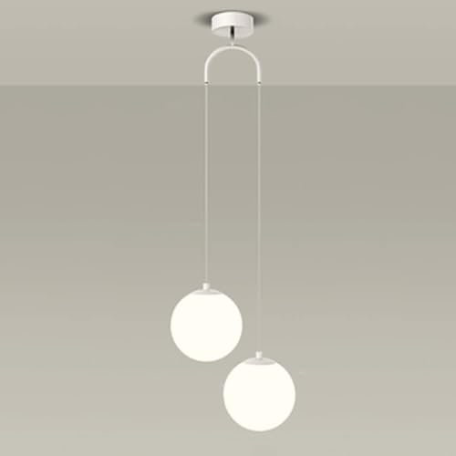 MQDLJSE Lámpara Colgante Moderna con Forma de Globo de Cristal, 2 Luces, de Aluminio Blanco, Negro y Dorado, lámpara Colgante de Doble Extremo Ajustable con Pantalla de Bola de Cristal par