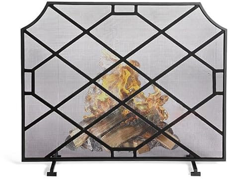 Salvachispas Chimenea Mamparas para Chimenea de Un Solo Panel de Color Negro, Protector de Estufa Resistente para Uso Doméstico, Protector de Rejilla Antichispas de Gran Tamaño, Malla a Prueba de Bebé