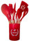 TINA&CO Juego de 12 Utensilios de Cocina Silicona con Mango de Madera - Kit de Cocina Completo de Menaje, Resistentes y Duraderos (Rojo)