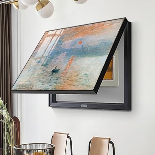 TRAGLO Boîte de compteur Peinture décorative Panneau de disjoncteur caché Couvercle de boîte à fusibles Cadre PS Montage mural Panneau électrique Décoration pour la maison Intérieur(Style 6,45x35CM(17