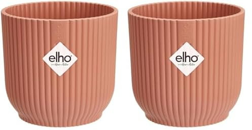 Elho Vibes Fold Rond Mini 9 - Pot De Fleurs pour Intérieur - Plastique 100% recyclé - Ø 9.3 x H 8.8 cm - Rose/Rose Poudré (Lot de 2)